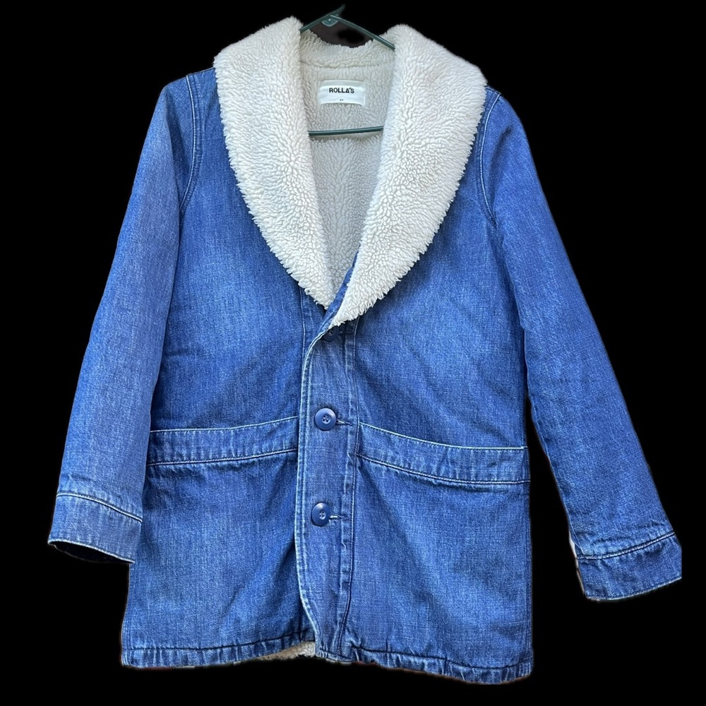 ROLLA'S Blue Jean Jacket with Cream Sherpa Collar